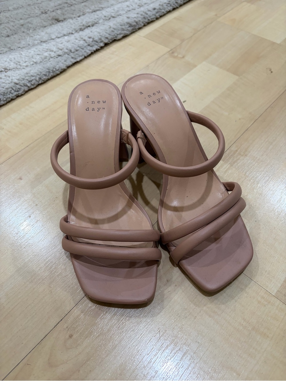 A New Day Nude Strappy Block Heel Sandals
